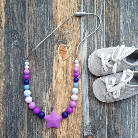 Silikónový náhrdelník na kojenie "Večer do fialova"